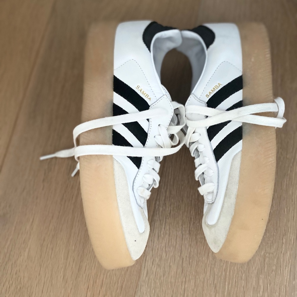 Adidas Samba White and Black Leather Sneakers